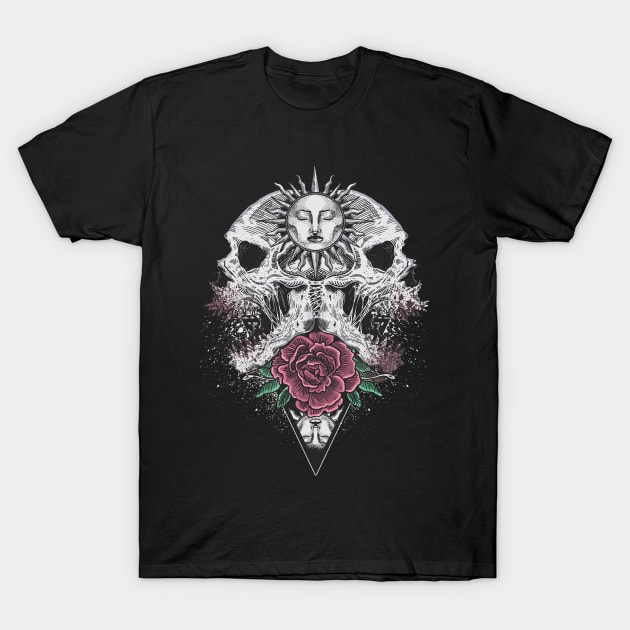 Goth Skull Rose T-Shirt by machmigo